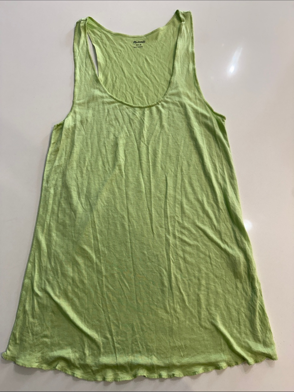 Madewell Lime Green Scoopneck Viscose Tank Top | Size S